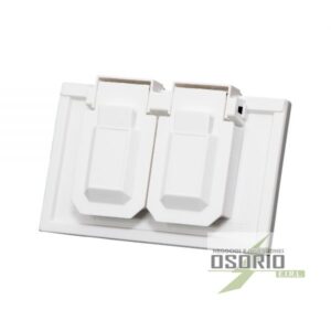 Placa Doble Hermética Horizontal de Baquelita Blanca