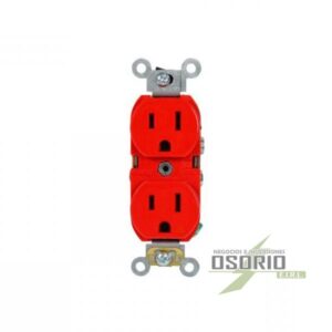 Tomacorriente Doble Empotrable de Grado Industrial con Tierra Aislada y LT 2x15A 125V Rojo