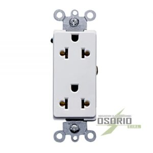 Tomacorriente Doble Universal Empotrable Decora con L/T 2x15A 250V Blanco
