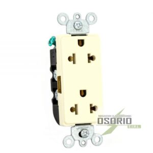 Tomacorriente Doble Universal Empotrable Decora con L/T 2x15A 250V Marfil