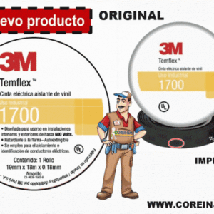 cinta eléctrica temflex 1700 34 0019 x 18m