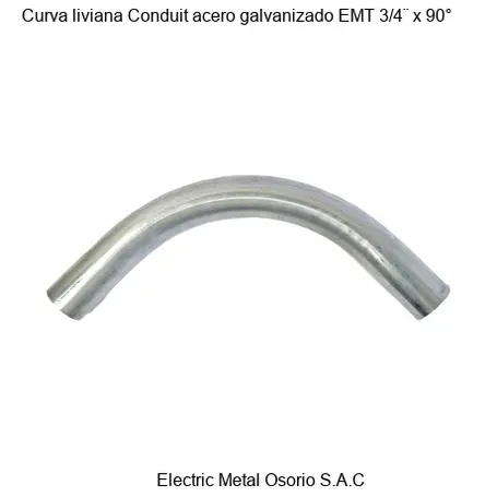 Curva liviana Conduit acero galvanizado EMT 3/4¨ x 90°